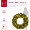 imageBest Choice Products 48in Large Artificial PreLit Fir Christmas Wreath Holiday Accent Decoration w 200 LED Lights 714 PVC TipsWhite Lights