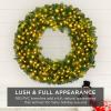 imageBest Choice Products 48in Large Artificial PreLit Fir Christmas Wreath Holiday Accent Decoration w 200 LED Lights 714 PVC TipsWhite Lights