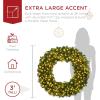 imageBest Choice Products 48in Large Artificial PreLit Fir Christmas Wreath Holiday Accent Decoration w 200 LED Lights 714 PVC TipsWhite Lights