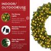 imageBest Choice Products 48in Large Artificial PreLit Fir Christmas Wreath Holiday Accent Decoration w 200 LED Lights 714 PVC TipsWhite Lights
