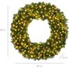 imageBest Choice Products 48in Large Artificial PreLit Fir Christmas Wreath Holiday Accent Decoration w 200 LED Lights 714 PVC TipsWhite Lights