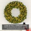imageBest Choice Products 48in Large Artificial PreLit Fir Christmas Wreath Holiday Accent Decoration w 200 LED Lights 714 PVC TipsWhite Lights