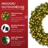 imageBest Choice Products 48in Large Artificial PreLit Fir Christmas Wreath Holiday Accent Decoration w 200 LED Lights 714 PVC TipsWhite Lights