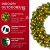 imageBest Choice Products 48in Large Artificial PreLit Fir Christmas Wreath Holiday Accent Decoration w 200 LED Lights 714 PVC TipsWhite Lights