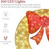 imageBest Choice Products 48in PreLit Outdoor Christmas Wreath Decoration LED Metal Holiday Decor for Home w 140 Lights Bow  GoldRedGoldRed