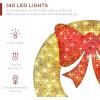 imageBest Choice Products 48in PreLit Outdoor Christmas Wreath Decoration LED Metal Holiday Decor for Home w 140 Lights Bow  GoldRedGoldRed