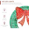 imageBest Choice Products 48in PreLit Outdoor Christmas Wreath Decoration LED Metal Holiday Decor for Home w 140 Lights Bow  GoldRedGreenRed