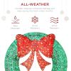 imageBest Choice Products 48in PreLit Outdoor Christmas Wreath Decoration LED Metal Holiday Decor for Home w 140 Lights Bow  GoldRedGreenRed