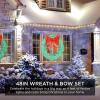 imageBest Choice Products 48in PreLit Outdoor Christmas Wreath Decoration LED Metal Holiday Decor for Home w 140 Lights Bow  GoldRedGreenRed