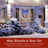 imageBest Choice Products 48in PreLit Outdoor Christmas Wreath Decoration LED Metal Holiday Decor for Home w 140 Lights Bow  GoldRedSilverBlue