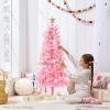 imageBest Choice Products 4ft Prelit Christmas Tree Artificial Mini Tree Perfect for Kids Apartments Bedroom with Twinkling LED Lights  LavenderMagenta
