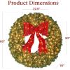 imageBest Choice Products 60in Large Artificial PreLit Fir Christmas Wreath Holiday Accent Decoration for Door Mantel wRed Lighted Bow 375 LED Lights 930 PVC Tips Power Plugin60in