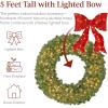 imageBest Choice Products 60in Large Artificial PreLit Fir Christmas Wreath Holiday Accent Decoration for Door Mantel wRed Lighted Bow 375 LED Lights 930 PVC Tips Power Plugin60in