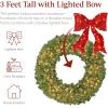 imageBest Choice Products 60in Large Artificial PreLit Fir Christmas Wreath Holiday Accent Decoration for Door Mantel wRed Lighted Bow 375 LED Lights 930 PVC Tips Power Plugin36in