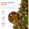 imageBest Choice Products 6ft PreLit PreDecorated Spruce Hinged Artificial Christmas Tree w 798 Tips Pinecones Berries 250 Lights Metal BaseGreenspruce  Predecorated