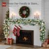 imageBest Choice Products 9ft PreLit Holiday PreDecorated Christmas Garland for Stairs Fireplace Decoration wPVC Tips 50 Lights Pine Cones Berries  SemiFlockedGreenFlocked  Battery