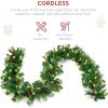 imageBest Choice Products 9ft PreLit Holiday PreDecorated Christmas Garland for Stairs Fireplace Decoration wPVC Tips 50 Lights Pine Cones Berries  SemiFlockedGreenBerries  Battery