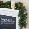 imageBest Choice Products 9ft PreLit Holiday PreDecorated Christmas Garland for Stairs Fireplace Decoration wPVC Tips 50 Lights Pine Cones Berries  SemiFlockedGreen  Battery