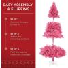 imageBest Choice Products Artificial Christmas Tree 6ft Premium Unlit Hinged Design Dense Branches Realistic Holiday Dcor wEasy Assembly BasePink