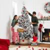 imageBest Choice Products Artificial Flocked Christmas Tree 6ft Premium Unlit Pine Holiday Dcor wFull Branches Metal Stand  Green12ft