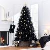 imageBest Choice Products Artificial Ivory Pampas Christmas Tree 75ft Premium Deluxe Unlit Pampas Grass Holiday Dcor Easy Assembly Metal BaseBlack