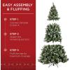 imageBest Choice Products Christmas Tree PreLit PreDecorated Artificial 6ft Frosted Pine Holiday Decoration wFrosted Tips Pine Cones Berries9ft