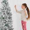 imageBest Choice Products Flocked Pencil Christmas Tree Unlit Slim Artificial Holiday Decoration 6ft Skinny Snowy Appearance wBase12ft