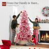 imageBest Choice Products Lighted Aspen Christmas Tree 6ft Flocked Artifical Noble Fir PreLit White ampamp Multicolored LED Lights Premium Holiday Dcor  GreenPink