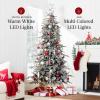 imageBest Choice Products Lighted Aspen Christmas Tree 6ft Flocked Artifical Noble Fir PreLit White ampamp Multicolored LED Lights Premium Holiday Dcor  GreenBlack