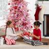 imageBest Choice Products Lighted Aspen Christmas Tree 6ft Flocked Artifical Noble Fir PreLit White ampamp Multicolored LED Lights Premium Holiday Dcor  GreenPink