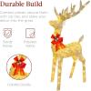 imageBest Choice Products Lighted Christmas 4ft Reindeer ampamp Sleigh Holiday Outdoor Yard Decoration Set w 205 LED Lights Stakes Zip Ties  WhiteGold  Extra Large