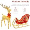 imageBest Choice Products Lighted Christmas 4ft Reindeer ampamp Sleigh Holiday Outdoor Yard Decoration Set w 205 LED Lights Stakes Zip Ties  WhiteGold  Large