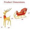 imageBest Choice Products Lighted Christmas 4ft Reindeer ampamp Sleigh Holiday Outdoor Yard Decoration Set w 205 LED Lights Stakes Zip Ties  WhiteGold  Large