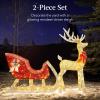 imageBest Choice Products Lighted Christmas 4ft Reindeer ampamp Sleigh Holiday Outdoor Yard Decoration Set w 205 LED Lights Stakes Zip Ties  WhiteGold  Large