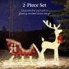 imageBest Choice Products Lighted Christmas 4ft Reindeer ampamp Sleigh Holiday Outdoor Yard Decoration Set w 205 LED Lights Stakes Zip Ties  WhiteIridescent  Large