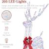 imageBest Choice Products Lighted Christmas 4ft Reindeer ampamp Sleigh Holiday Outdoor Yard Decoration Set w 205 LED Lights Stakes Zip Ties  WhiteIridescent  Large