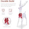 imageBest Choice Products Lighted Christmas 4ft Reindeer ampamp Sleigh Holiday Outdoor Yard Decoration Set w 205 LED Lights Stakes Zip Ties  WhiteIridescent  Large