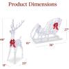 imageBest Choice Products Lighted Christmas 4ft Reindeer ampamp Sleigh Holiday Outdoor Yard Decoration Set w 205 LED Lights Stakes Zip Ties  WhiteIridescent  Large