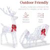 imageBest Choice Products Lighted Christmas 4ft Reindeer ampamp Sleigh Holiday Outdoor Yard Decoration Set w 205 LED Lights Stakes Zip Ties  WhiteIridescent  Large