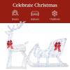 imageBest Choice Products Lighted Christmas 4ft Reindeer ampamp Sleigh Holiday Outdoor Yard Decoration Set w 205 LED Lights Stakes Zip Ties  WhiteIridescent  Large