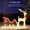 imageBest Choice Products Lighted Christmas 4ft Reindeer ampamp Sleigh Holiday Outdoor Yard Decoration Set w 205 LED Lights Stakes Zip Ties  WhiteRattan  Extra Large