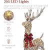 imageBest Choice Products Lighted Christmas 4ft Reindeer ampamp Sleigh Holiday Outdoor Yard Decoration Set w 205 LED Lights Stakes Zip Ties  WhiteRattan  Large