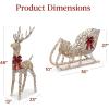 imageBest Choice Products Lighted Christmas 4ft Reindeer ampamp Sleigh Holiday Outdoor Yard Decoration Set w 205 LED Lights Stakes Zip Ties  WhiteRattan  Large