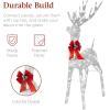 imageBest Choice Products Lighted Christmas 4ft Reindeer ampamp Sleigh Holiday Outdoor Yard Decoration Set w 205 LED Lights Stakes Zip Ties  WhiteSilver  Large