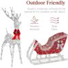 imageBest Choice Products Lighted Christmas 4ft Reindeer ampamp Sleigh Holiday Outdoor Yard Decoration Set w 205 LED Lights Stakes Zip Ties  WhiteSilver  Large