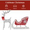 imageBest Choice Products Lighted Christmas 4ft Reindeer ampamp Sleigh Holiday Outdoor Yard Decoration Set w 205 LED Lights Stakes Zip Ties  WhiteSilver  Large