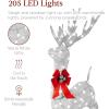 imageBest Choice Products Lighted Christmas 4ft Reindeer ampamp Sleigh Holiday Outdoor Yard Decoration Set w 205 LED Lights Stakes Zip Ties  WhiteSilver  Large