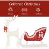imageBest Choice Products Lighted Christmas 4ft Reindeer ampamp Sleigh Holiday Outdoor Yard Decoration Set w 205 LED Lights Stakes Zip Ties  WhiteWhite  Extra Large