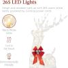 imageBest Choice Products Lighted Christmas 4ft Reindeer ampamp Sleigh Holiday Outdoor Yard Decoration Set w 205 LED Lights Stakes Zip Ties  WhiteWhite  Extra Large