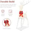 imageBest Choice Products Lighted Christmas 4ft Reindeer ampamp Sleigh Holiday Outdoor Yard Decoration Set w 205 LED Lights Stakes Zip Ties  WhiteWhite  Extra Large